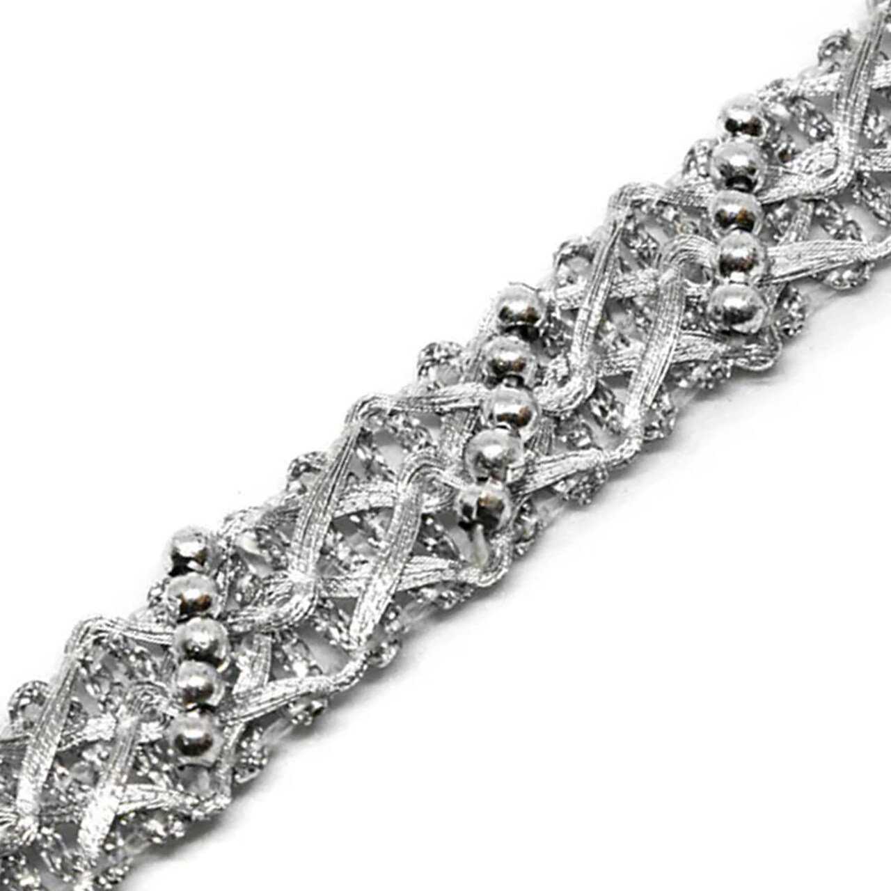 1 Yard Embellished Metallic Sari Ribbon Trim for Sewing Crafts and Decorative Projects